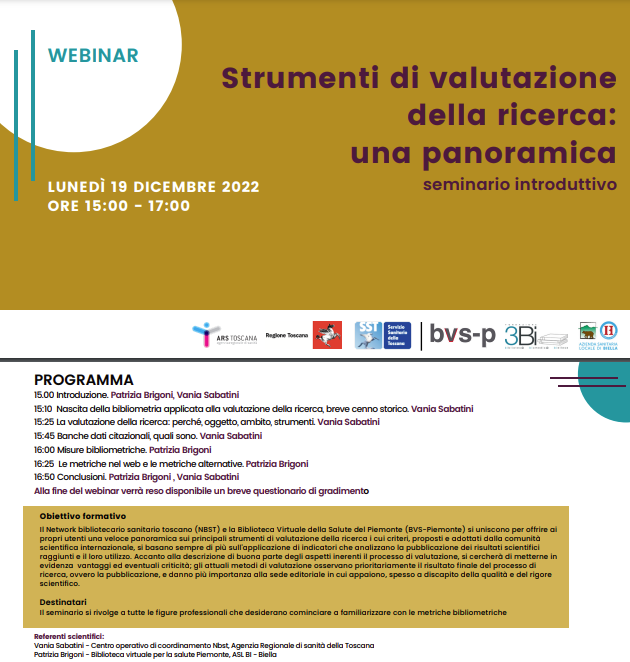 webinar strumenti valutazione ricerca